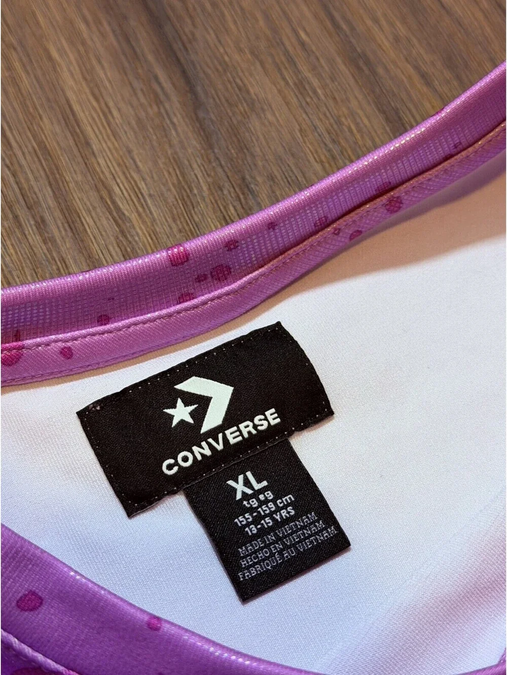 Converse All Star Girls XL Pink Iridescent Splatter T-Shirt Youth 13-15 #15B